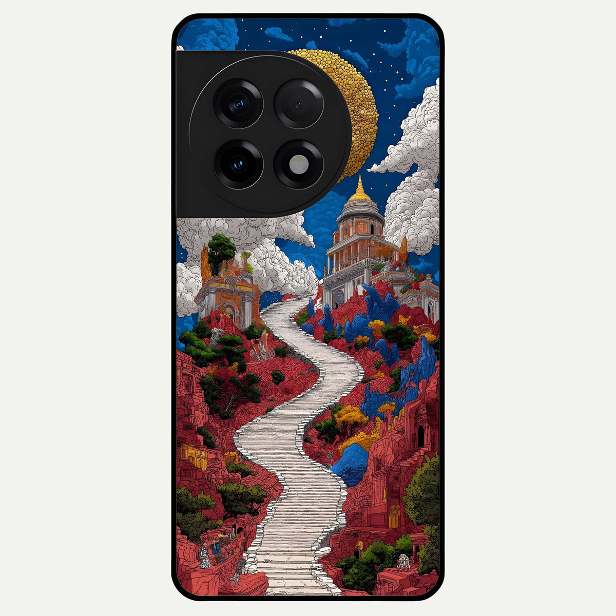  Heavenly Moon Path Glass Case For OnePlus 11R back cover – full design glossy printed glass finish