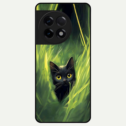  Hidden Cat Whisper Glass Case For OnePlus 11R back cover – full design glossy printed glass finish