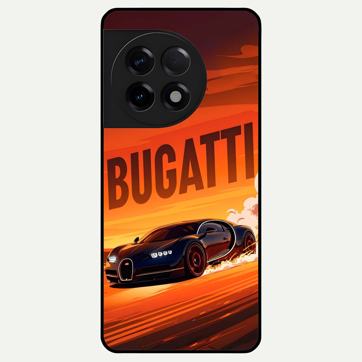  Inferno Bugatti Storm Glass Case For OnePlus 11R back cover – full design glossy printed glass finish