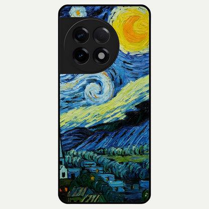  Inspired Van Gogh Art Glass Case For OnePlus 11R back cover – full design glossy printed glass finish