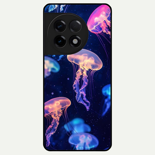  Jellyfish Pattern Glass Case For OnePlus 11R back cover – full design glossy printed glass finish