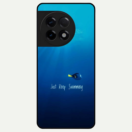  Just Keep Swimming Glass Case For OnePlus 11R back cover – full design glossy printed glass finish