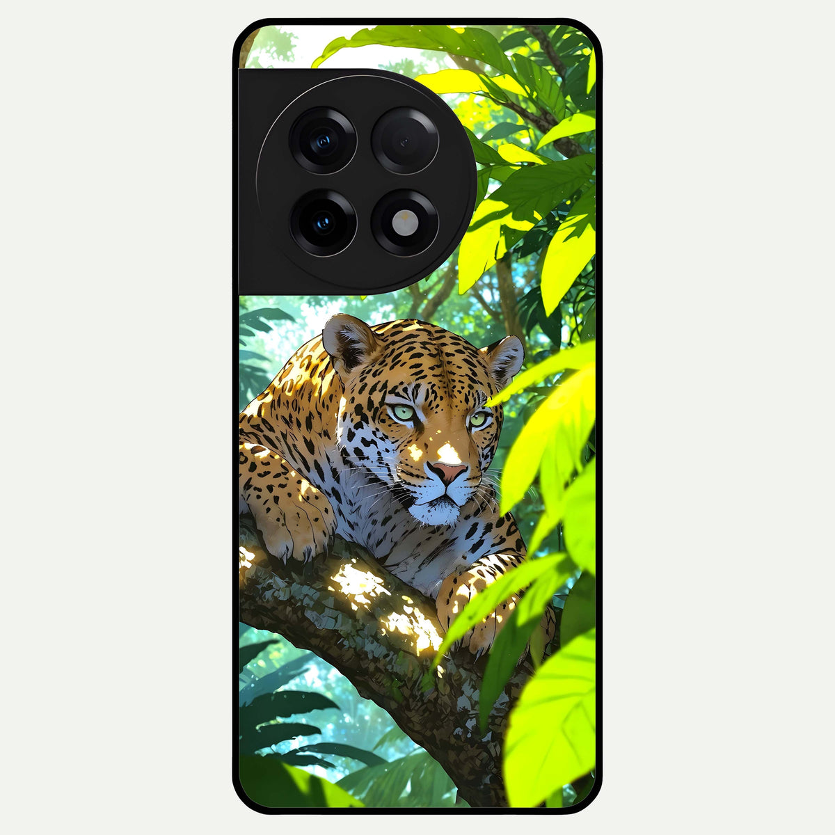  Leopard in Jungle Glass Case For OnePlus 11R back cover – full design glossy printed glass finish