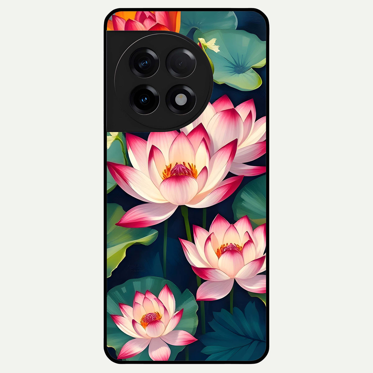  Lotus Dream Serenity Glass Case For OnePlus 11R back cover – full design glossy printed glass finish