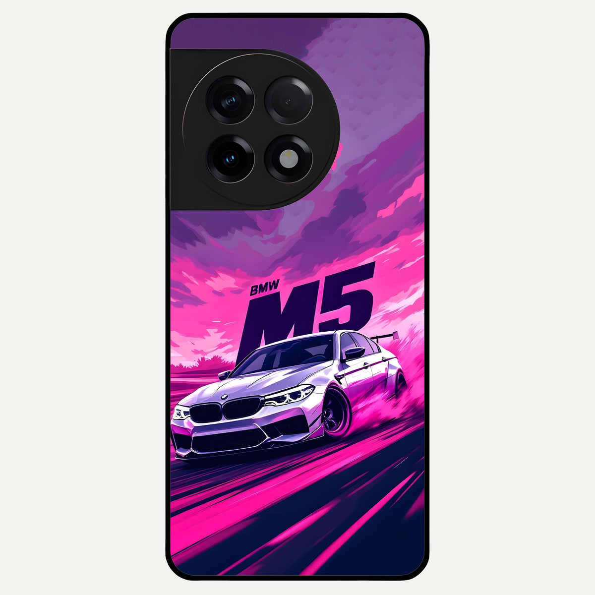  MS Neon Car Glass Case For OnePlus 11R back cover – full design glossy printed glass finish