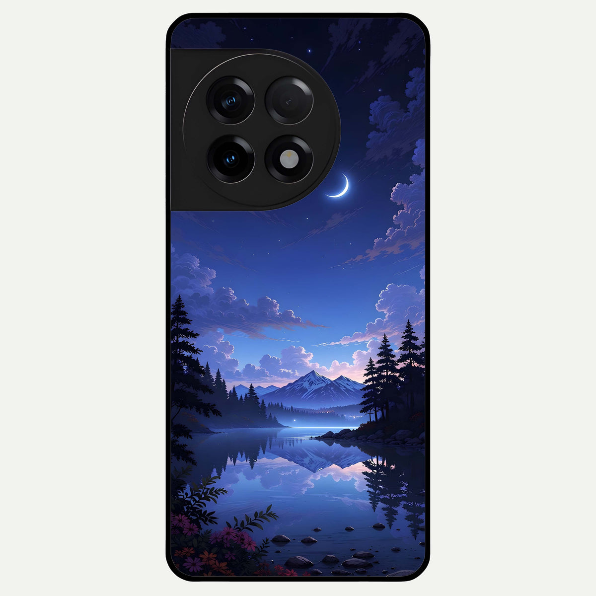  Midnight Lake Peace Glass Case For OnePlus 11R back cover – full design glossy printed glass finish