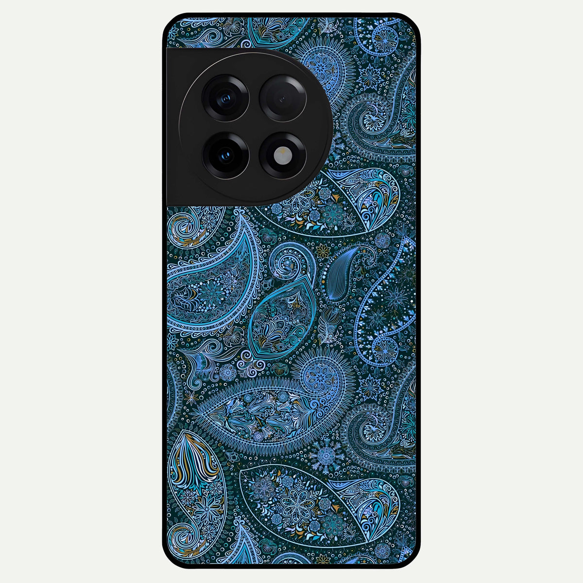  Midnight Paisley Glow Glass Case For OnePlus 11R back cover – full design glossy printed glass finish