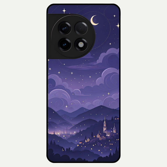  Minimal Night View Glass Case For OnePlus 11R back cover – full design glossy printed glass finish
