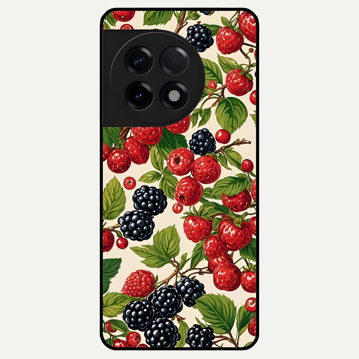  Mixed Berry Collage Glass Case For OnePlus 11R back cover – full design glossy printed glass finish