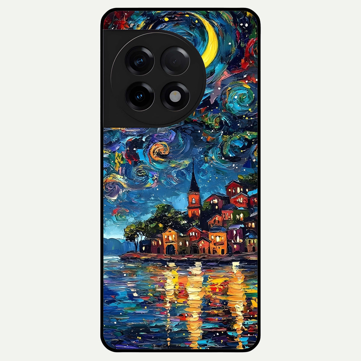 Moonlight Harbor Glow Glass Case For OnePlus 11R back cover – full design glossy printed glass finish
