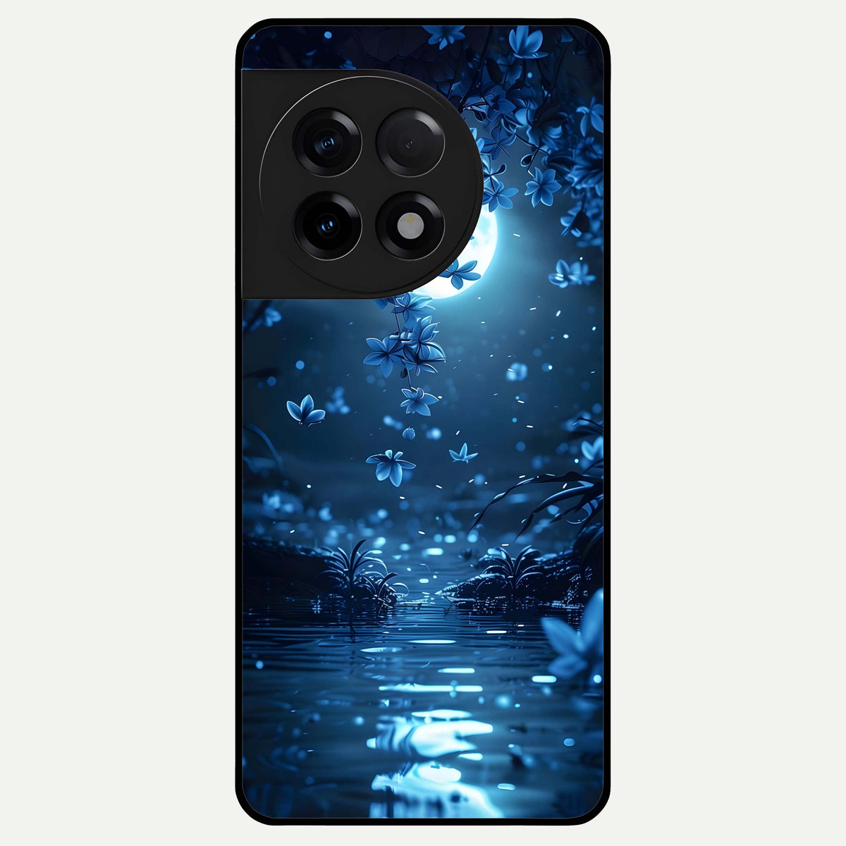  Moonlight Petal Dream Glass Case For OnePlus 11R back cover – full design glossy printed glass finish