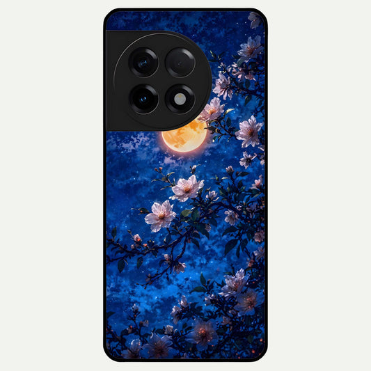  Moonlit Blossoms Night Glass Case For OnePlus 11R back cover – full design glossy printed glass finish