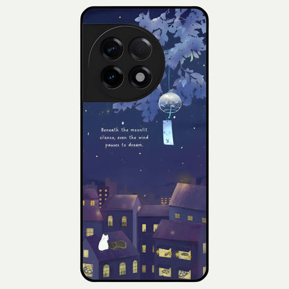  Moonlit Cat Silence Glass Case For OnePlus 11R back cover – full design glossy printed glass finish