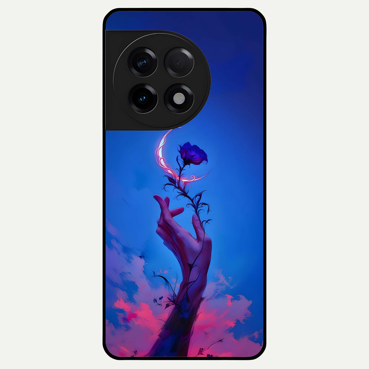  Mystic Hand Glass Case For OnePlus 11R back cover – full design glossy printed glass finish