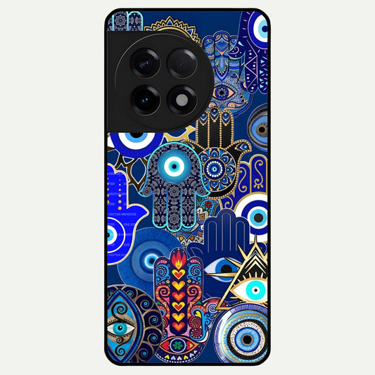  Mystic Palm Guard Glass Case For OnePlus 11R back cover – full design glossy printed glass finish