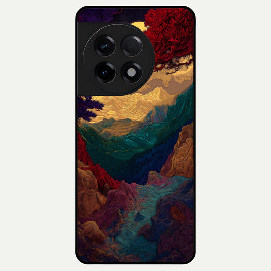  Mystic Valley Light Glass Case For OnePlus 11R back cover – full design glossy printed glass finish