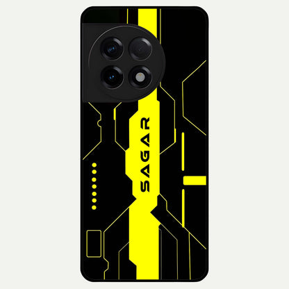  Neon CYBERPUNK Custom Name Glass Case For OnePlus 11R back cover – full design glossy printed glass finish