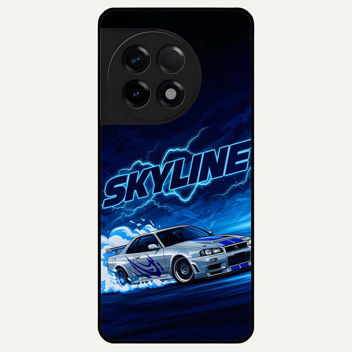  Neon Drift Beast Glass Case For OnePlus 11R back cover – full design glossy printed glass finish