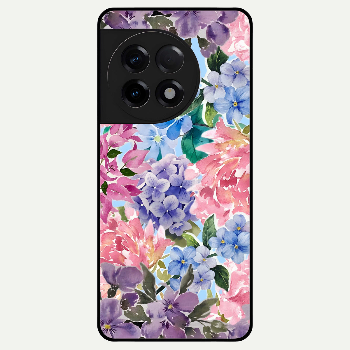 Pastel Floral Mix Glass Case For OnePlus 11R back cover – full design glossy printed glass finish