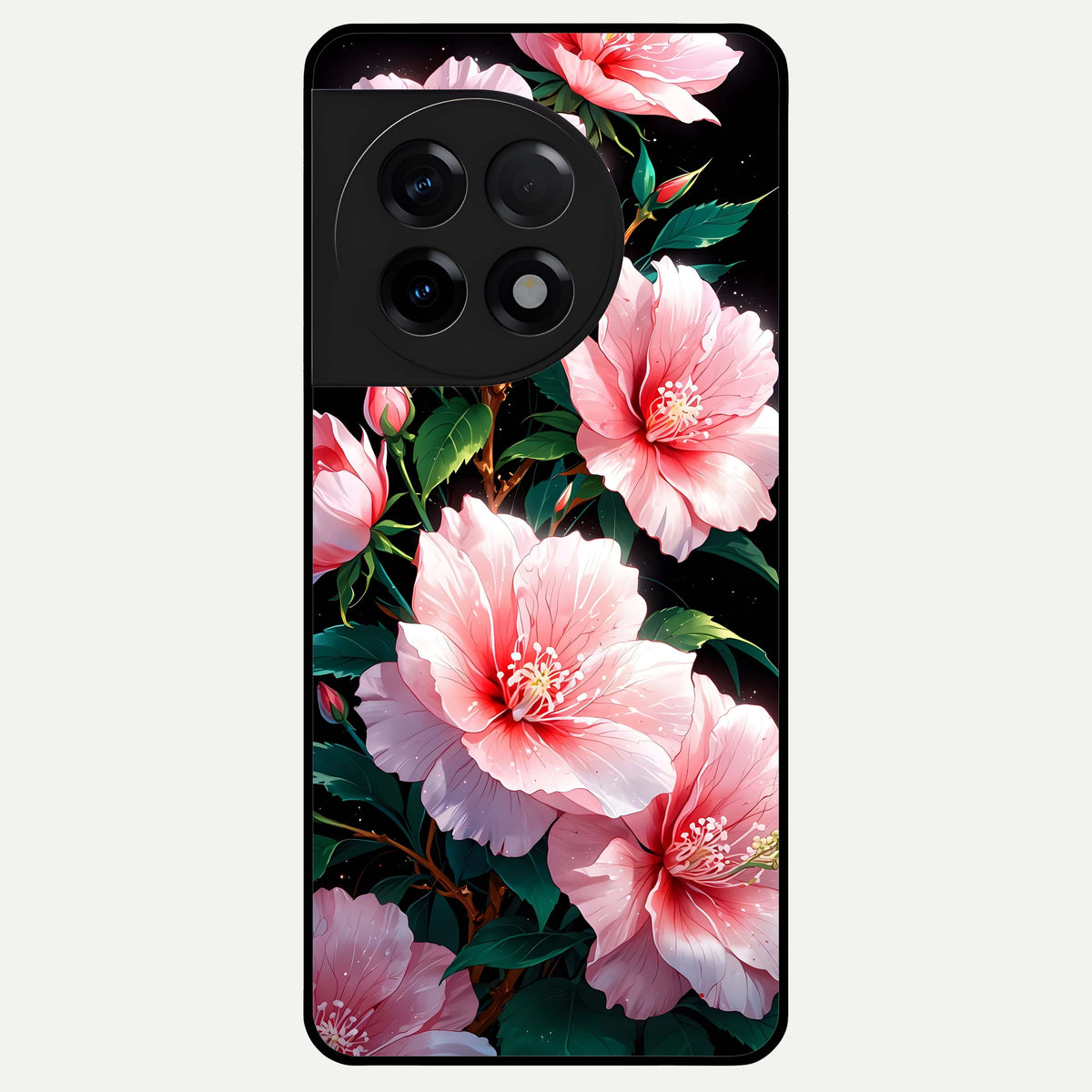  Peach Flower Glass Case For OnePlus 11R back cover – full design glossy printed glass finish