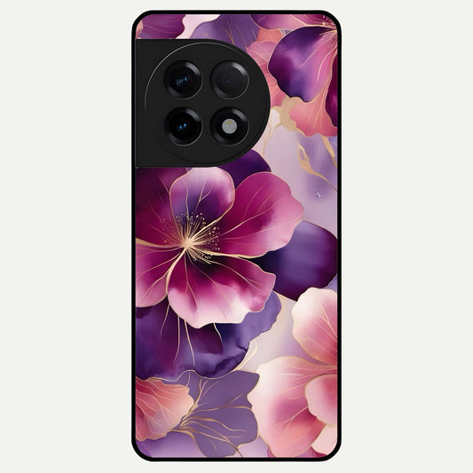  Pink Bouquet Florals Glass Case For OnePlus 11R back cover – full design glossy printed glass finish