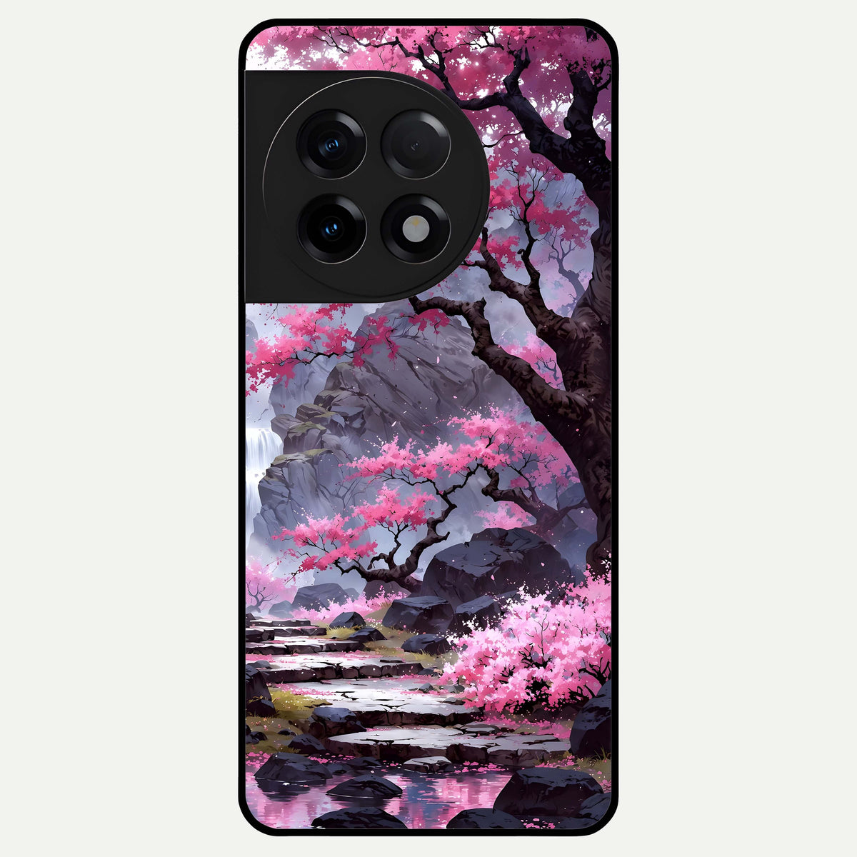  Pink Sunflower Glow Glass Case For OnePlus 11R back cover – full design glossy printed glass finish