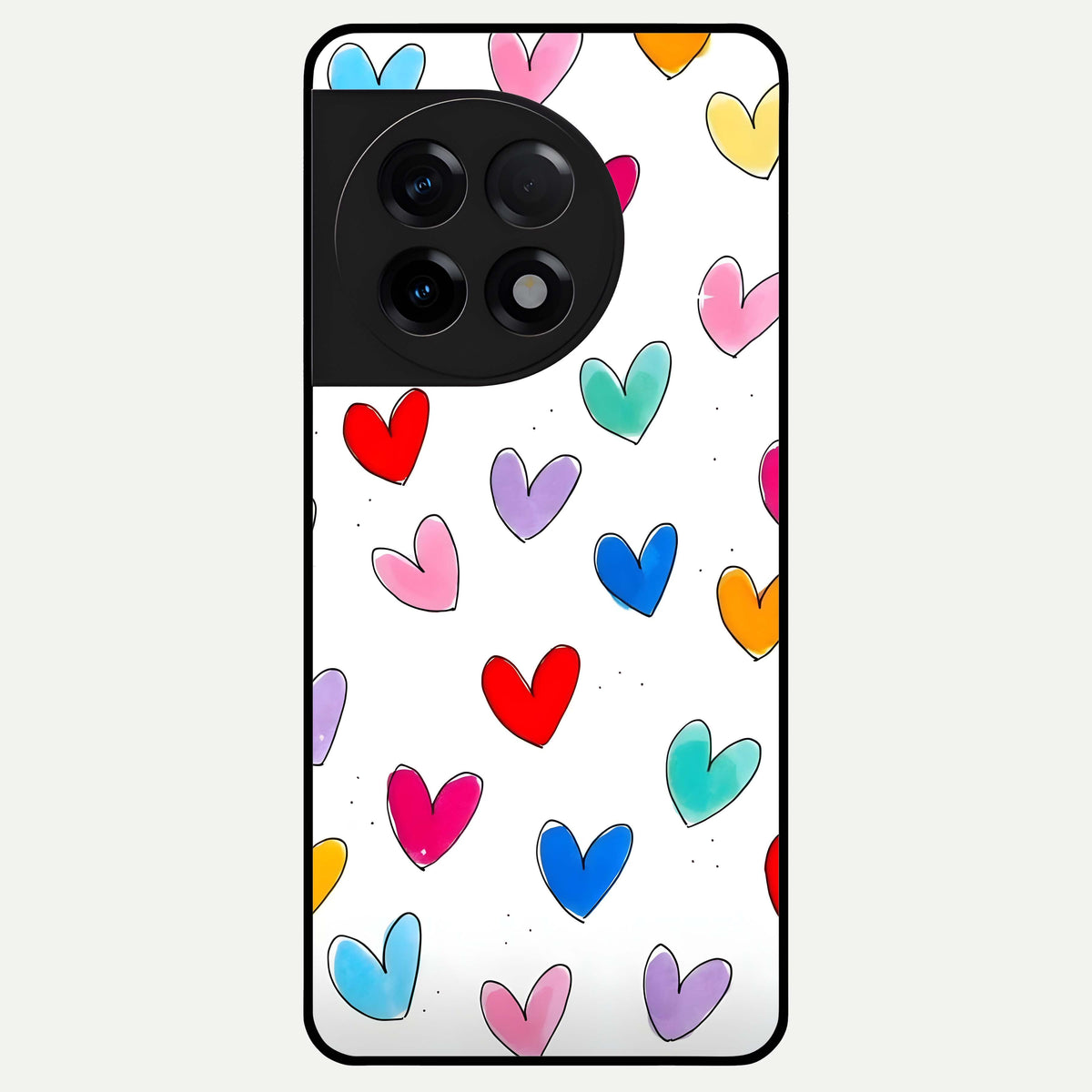  Playful Love Doodles Glass Case For OnePlus 11R back cover – full design glossy printed glass finish