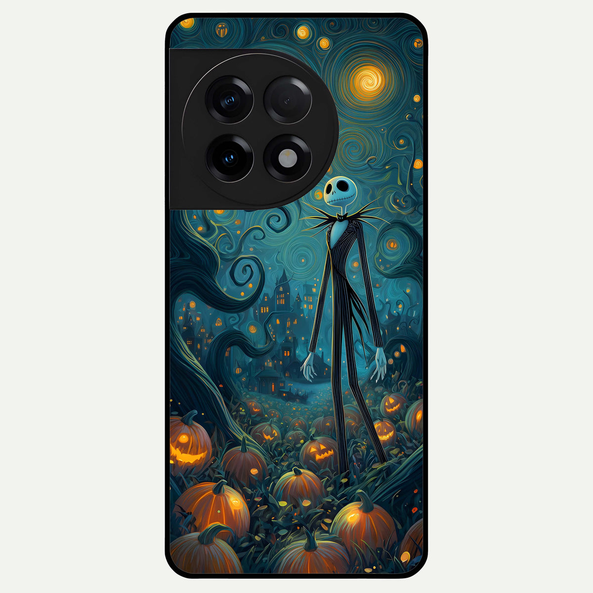  Pumpkin Moon Night Glass Case For OnePlus 11R back cover – full design glossy printed glass finish