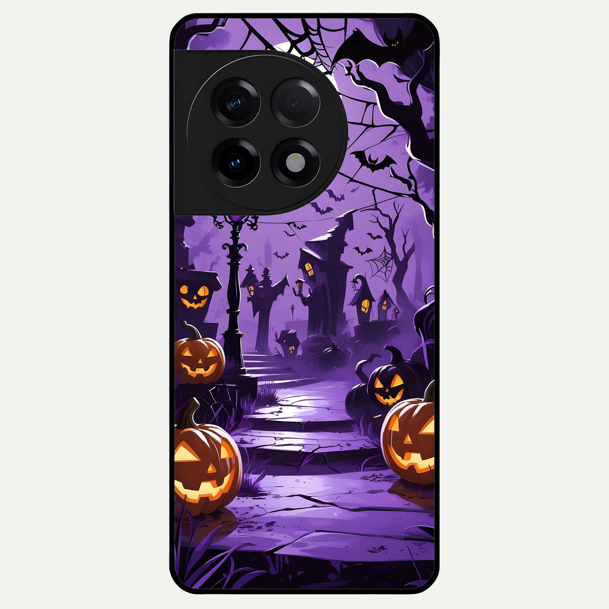  Pumpkin Patch Halloween Glass Case For OnePlus 11R back cover – full design glossy printed glass finish