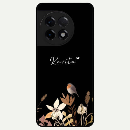  Quiet Garden Tune Custom Name Glass Case For OnePlus 11R back cover – full design glossy printed glass finish