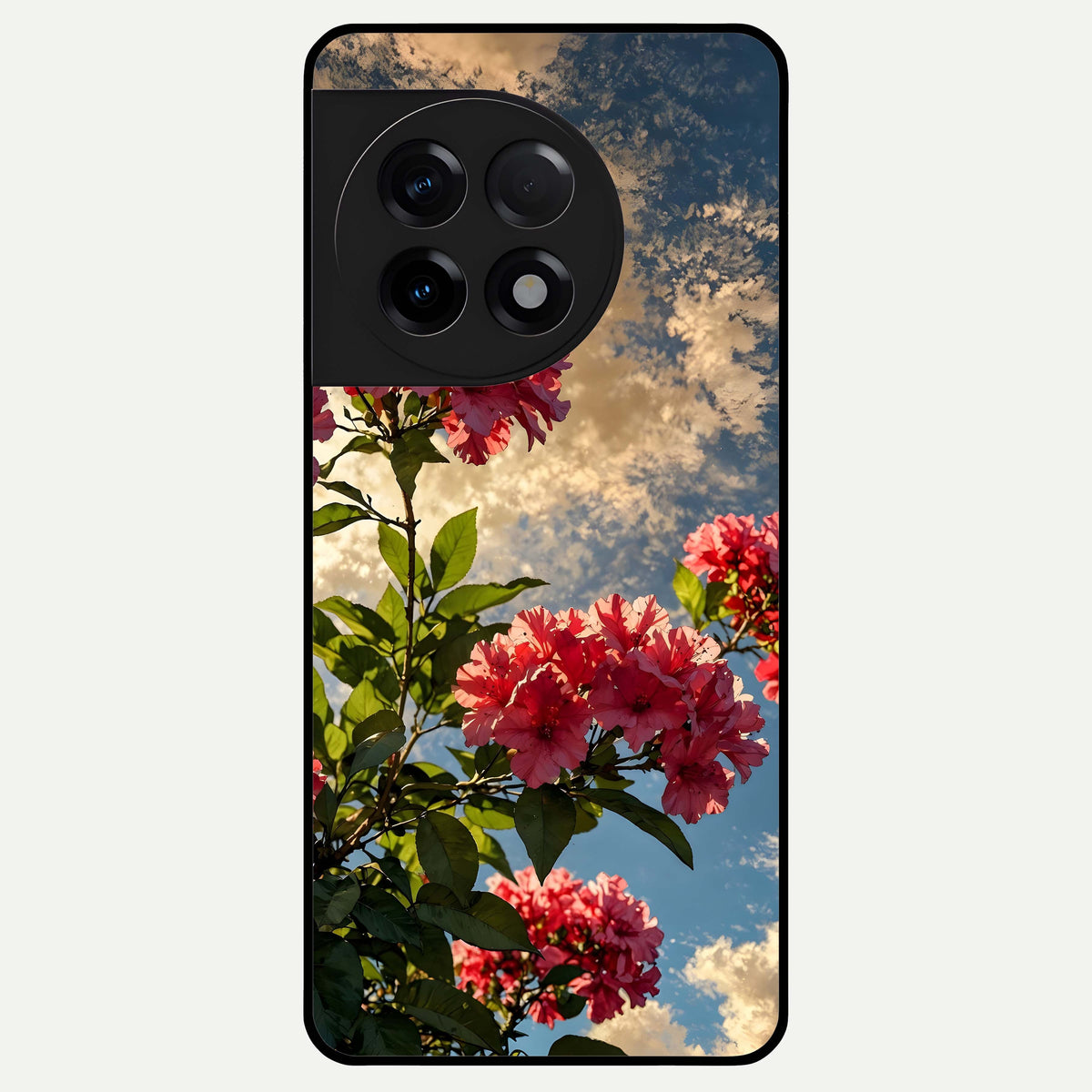  Red Bloom Skies Glass Case For OnePlus 11R back cover – full design glossy printed glass finish
