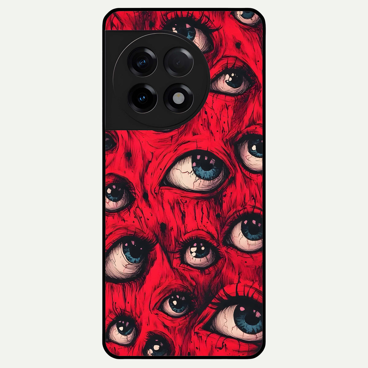  Red Eyes Pattern Glass Case For OnePlus 11R back cover – full design glossy printed glass finish
