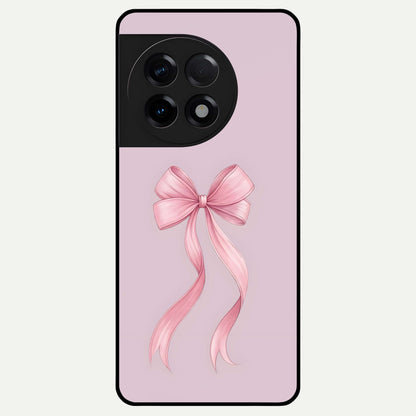  Soft Blush Bow Glass Case For OnePlus 11R back cover – full design glossy printed glass finish