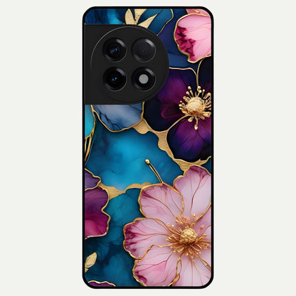  Sparkle Floral Glass Case For OnePlus 11R back cover – full design glossy printed glass finish