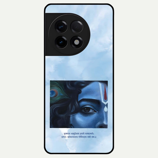  Spiritual Krishna Glass Case For OnePlus 11R back cover – full design glossy printed glass finish