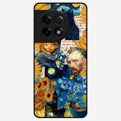  Sunflower Chic Mood Custom Name Glass Case For OnePlus 11R back cover – full design glossy printed glass finish