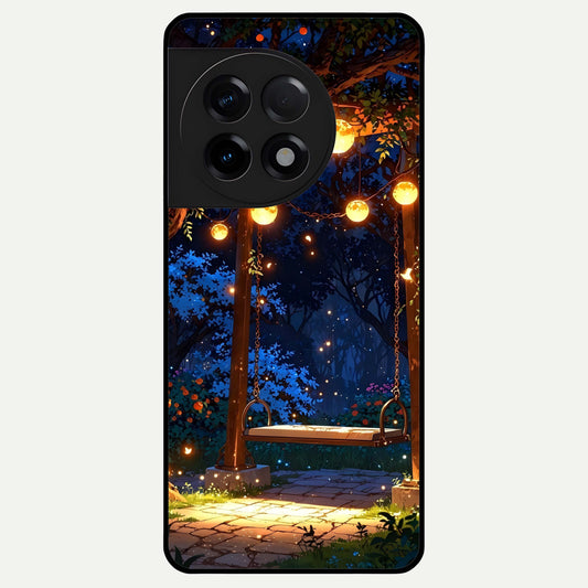  Twilight Garden Swing Glass Case For OnePlus 11R back cover – full design glossy printed glass finish