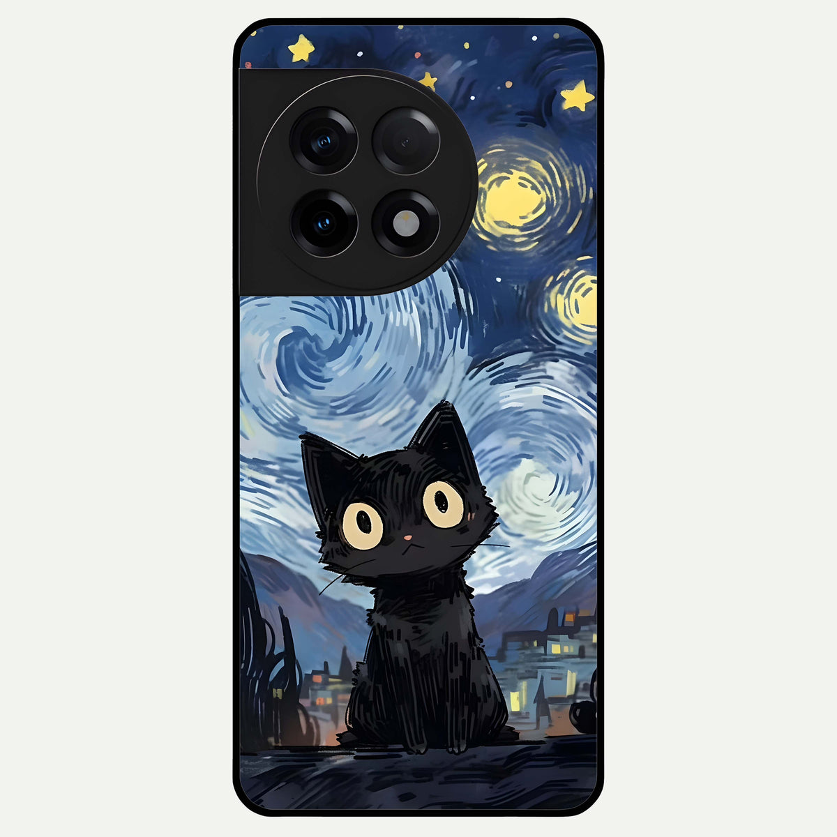  Van Gogh Cat Glass Case For OnePlus 11R back cover – full design glossy printed glass finish