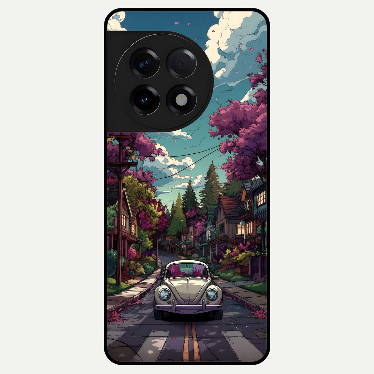  Vintage Street Drive Glass Case For OnePlus 11R back cover – full design glossy printed glass finish