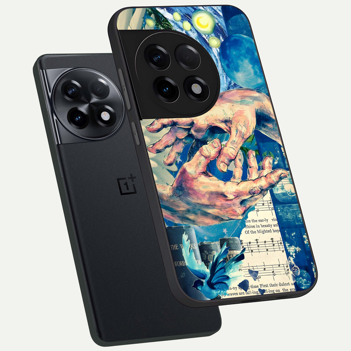  Aesthetic Divider phone case For OnePlus 11R showing premium glass back cover with detailed artwork