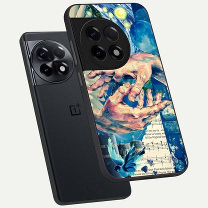  Aesthetic Divider phone case For OnePlus 11R showing premium glass back cover with detailed artwork