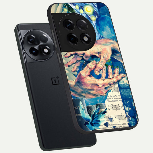 Aesthetic Divider phone case For OnePlus 11R showing premium glass back cover with detailed artwork