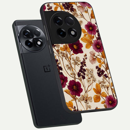  Autumn Wine Bloom phone case For OnePlus 11R showing premium glass back cover with detailed artwork