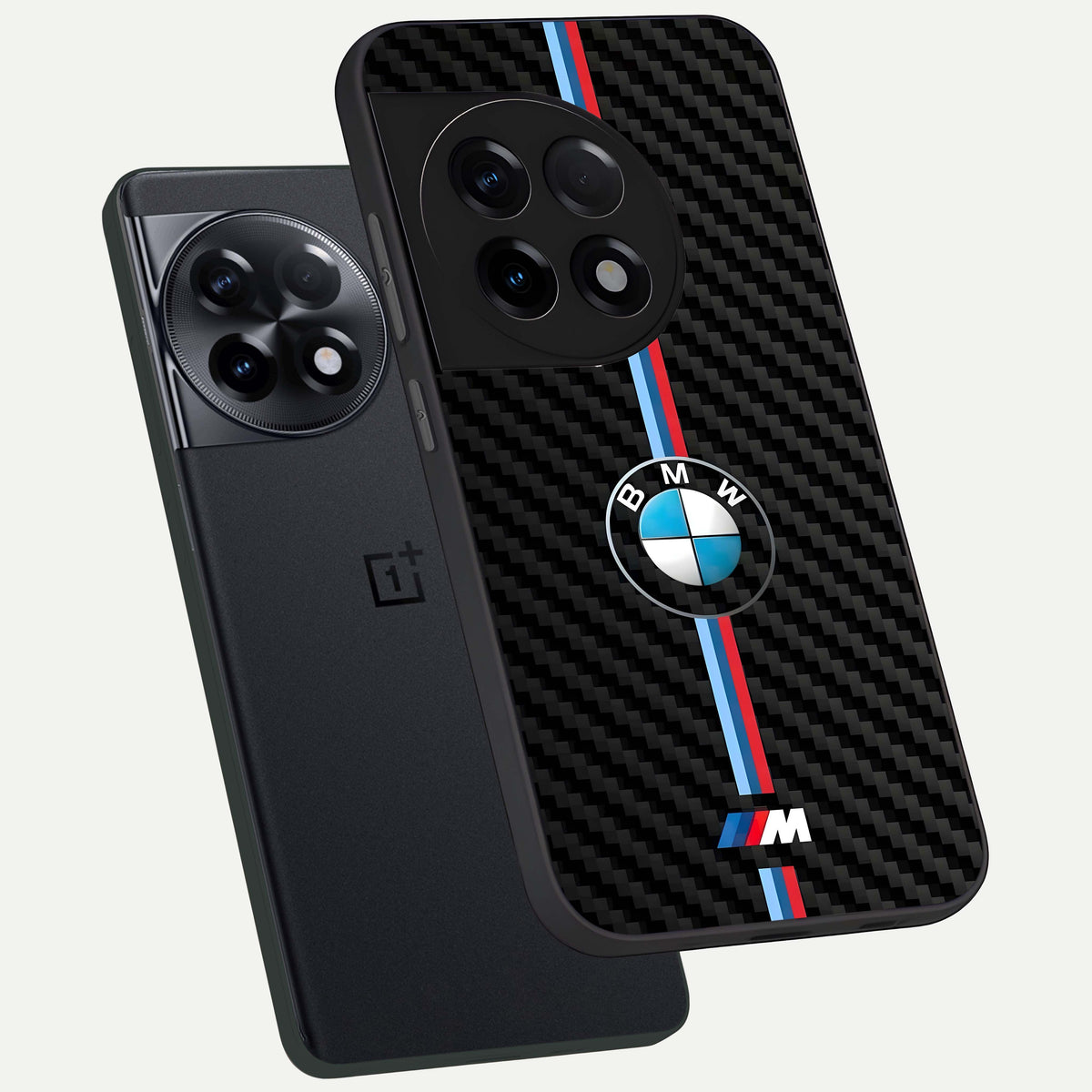 BMW Pattern phone case For OnePlus 11R showing premium glass back cover with detailed artwork