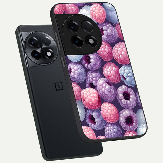  Berry Candy Pop phone case For OnePlus 11R showing premium glass back cover with detailed artwork