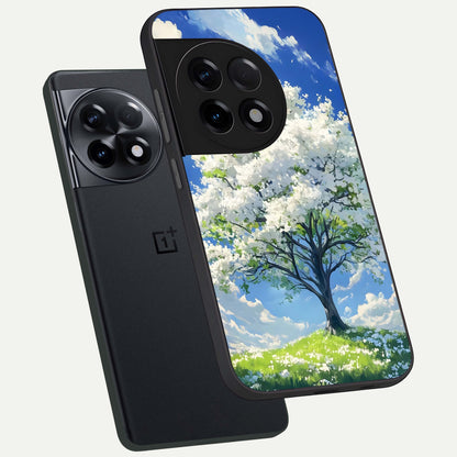 Blossom Sky Serenity phone case For OnePlus 11R showing premium glass back cover with detailed artwork