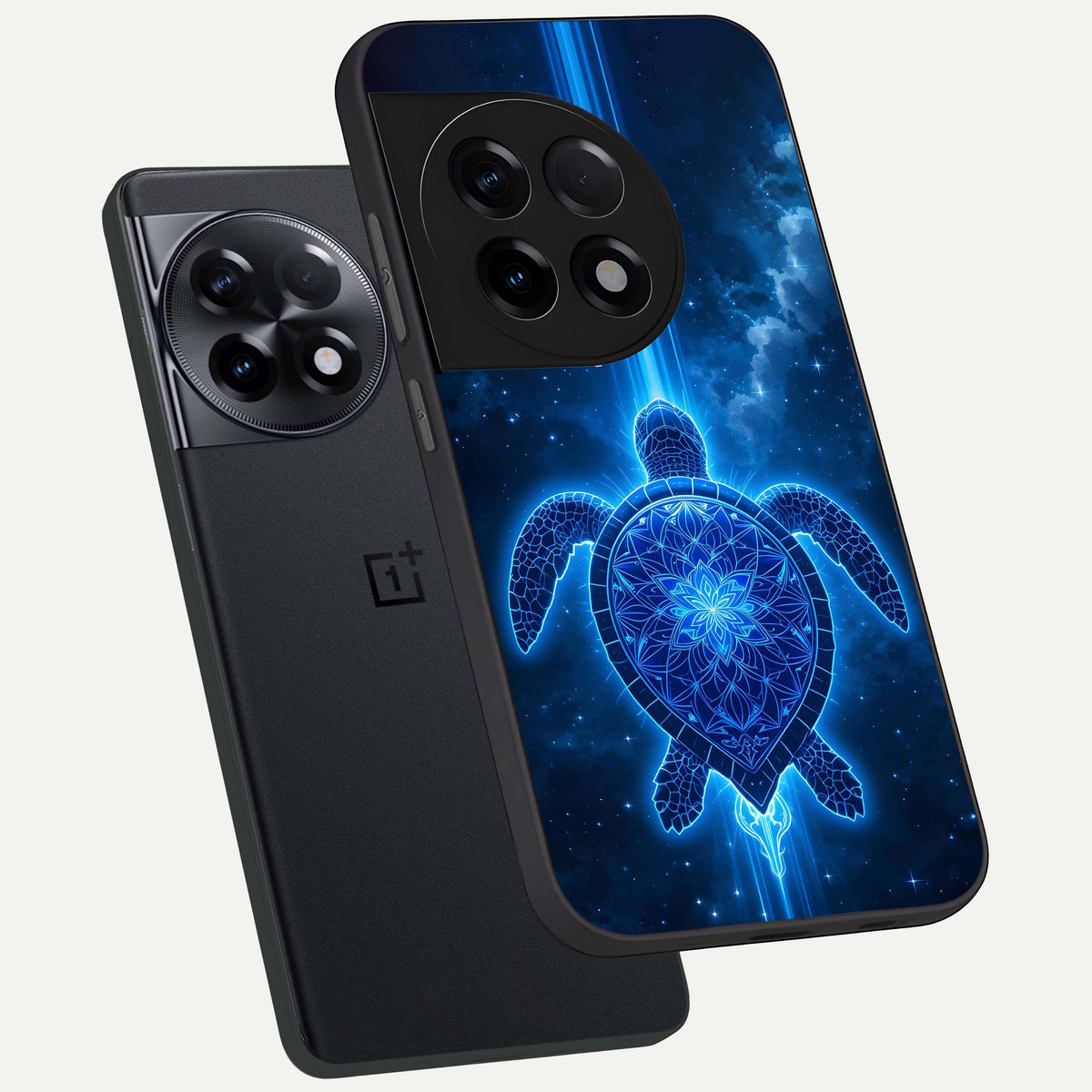  Blue Galaxy Turtle phone case For OnePlus 11R showing premium glass back cover with detailed artwork