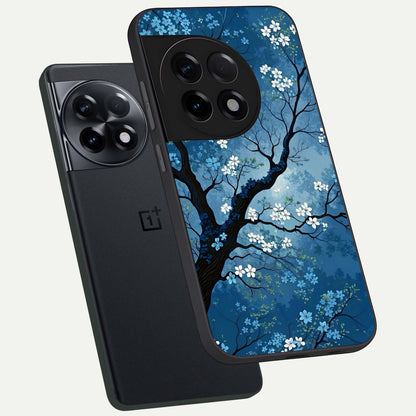  Blue Tree Serenity phone case For OnePlus 11R showing premium glass back cover with detailed artwork