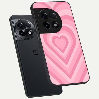  Blush Heart Waves phone case For OnePlus 11R showing premium glass back cover with detailed artwork