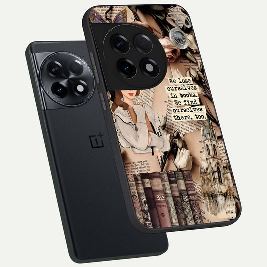  Bookish Dream World phone case For OnePlus 11R showing premium glass back cover with detailed artwork